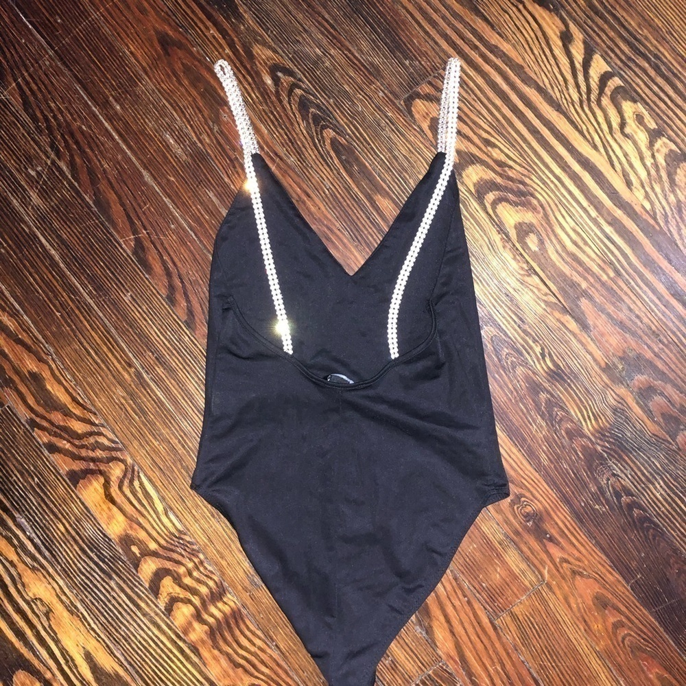 FOREVER 21 rhinestone strap bodysuit